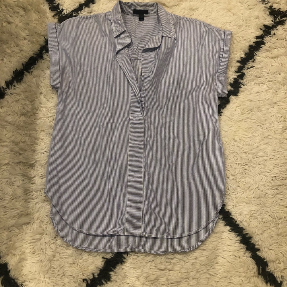 Navy/white striped shirt sleeve shirt by J Crew